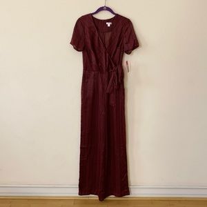 Xhilaration Burgundy Striped Jumpsuit XS - Pockets